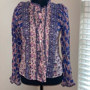 Sea New York Blue and Pink Paisley Blouse